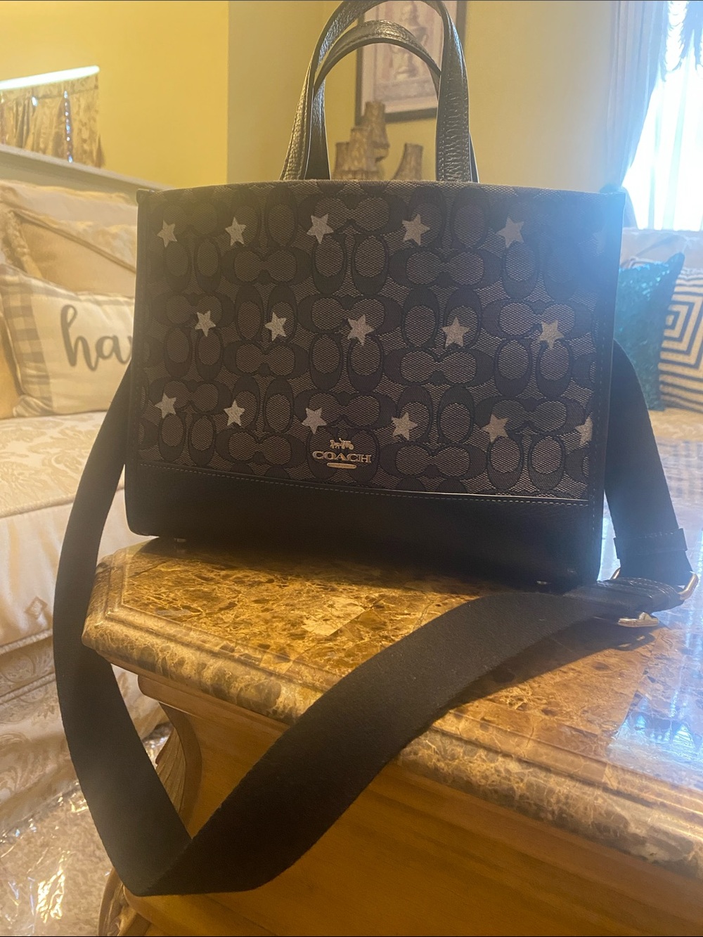 Coach Black Signature Star Shoulder Tote